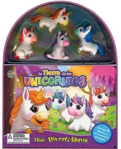 Libro con figuras de unicornios y tapete de juego