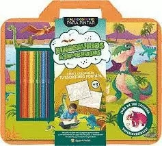 Libro de actividades de dinosaurios con marcadores y stickers
